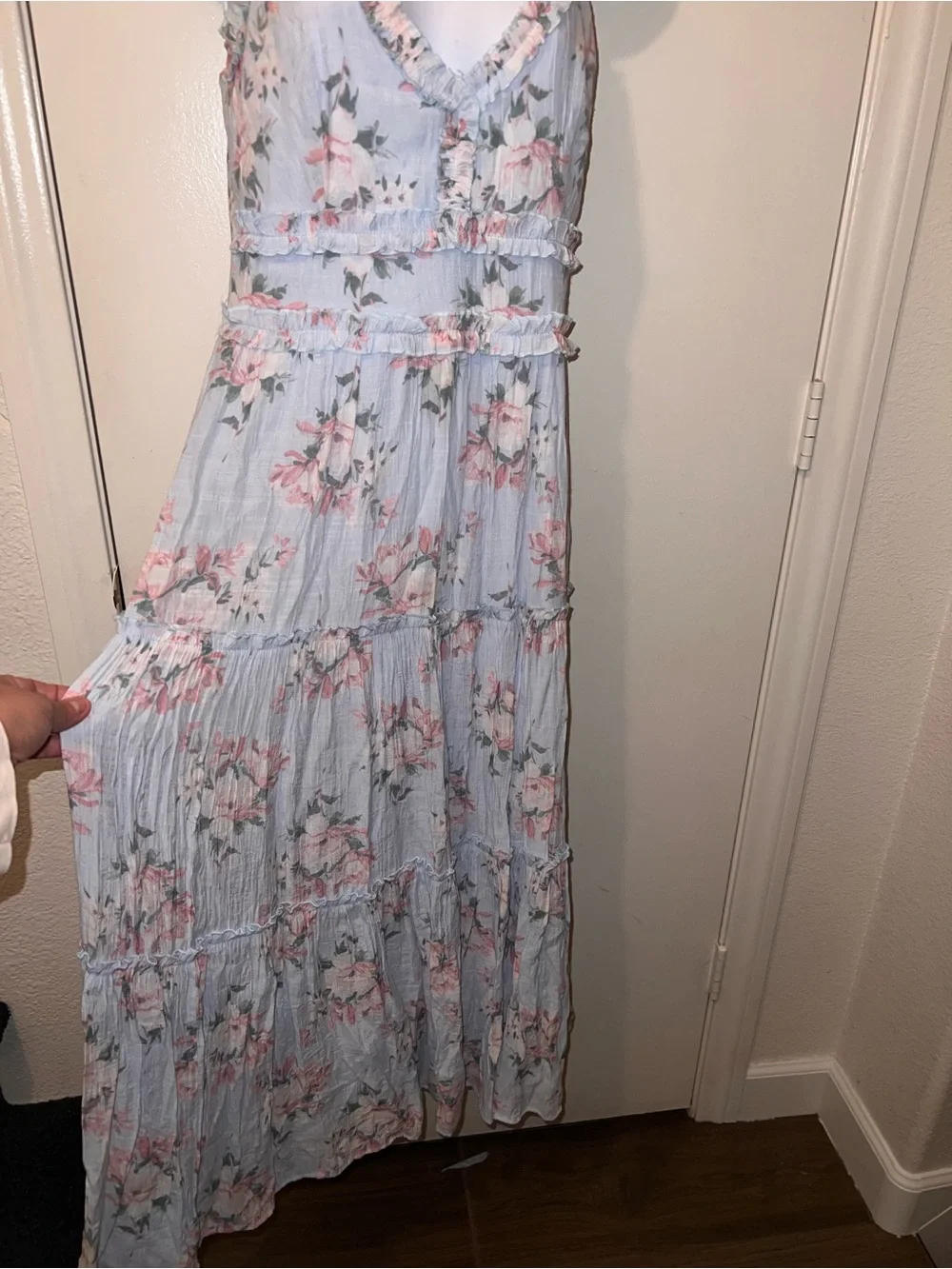 Altar'd State Light Blue Floral Ruffled Maxi Dress - Picture 2 of 7